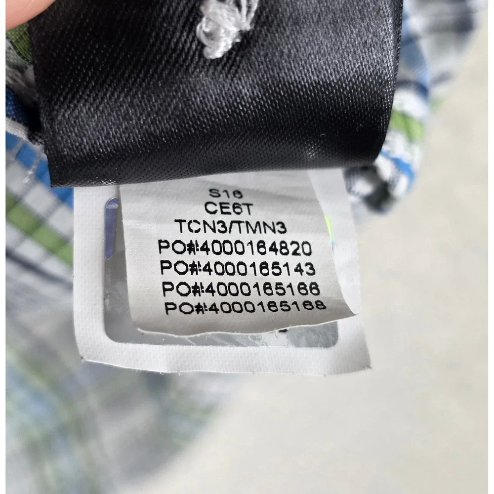 North Face Shirt Mens L Plaid Short Sleeve Button Up Green Blue Outdoor
